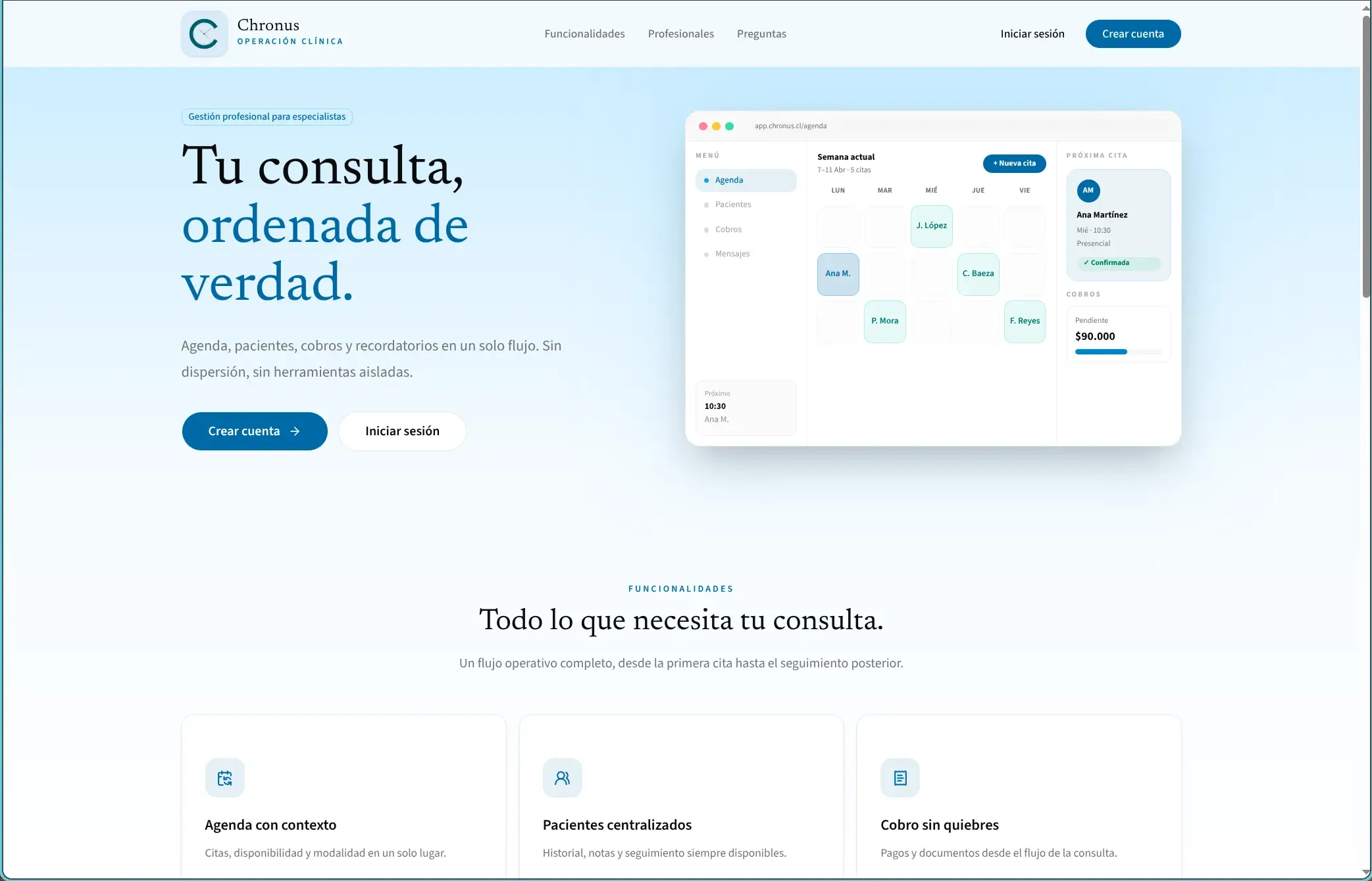 Captura 1 del proyecto Chronus.cl